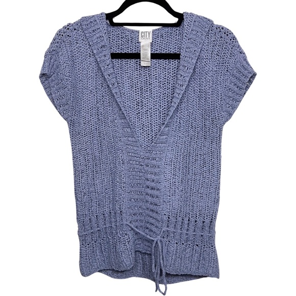 HP 🎉🎉 Y2k DKNY Crocheted Hooded Top - Picture 1 of 7